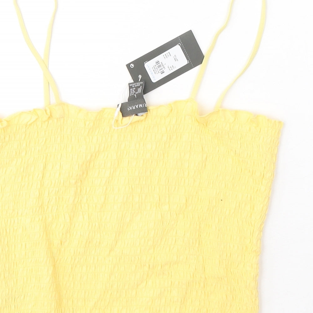 Primark Womens Yellow  Cotton Camisole Tank Size 14 Square Neck
