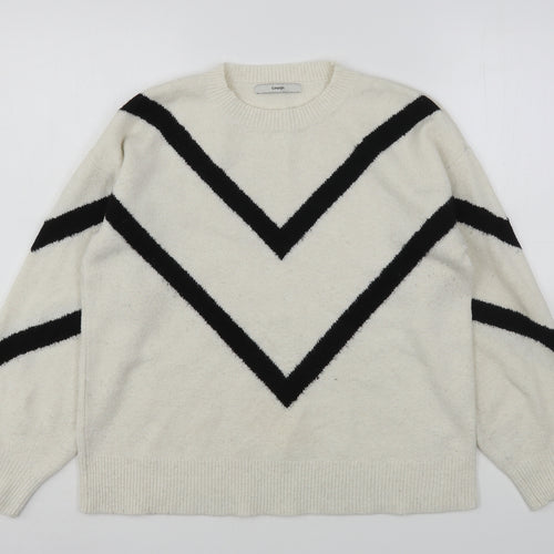 George Womens White Round Neck  Polyester Pullover Jumper Size M