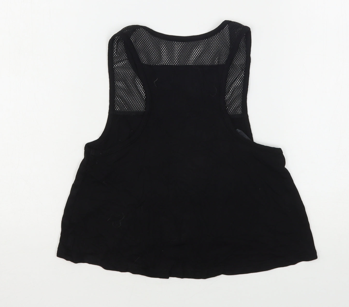 Pineapple  Girls Black Animal Print Viscose Basic Tank Size 9-10 Years Round Neck