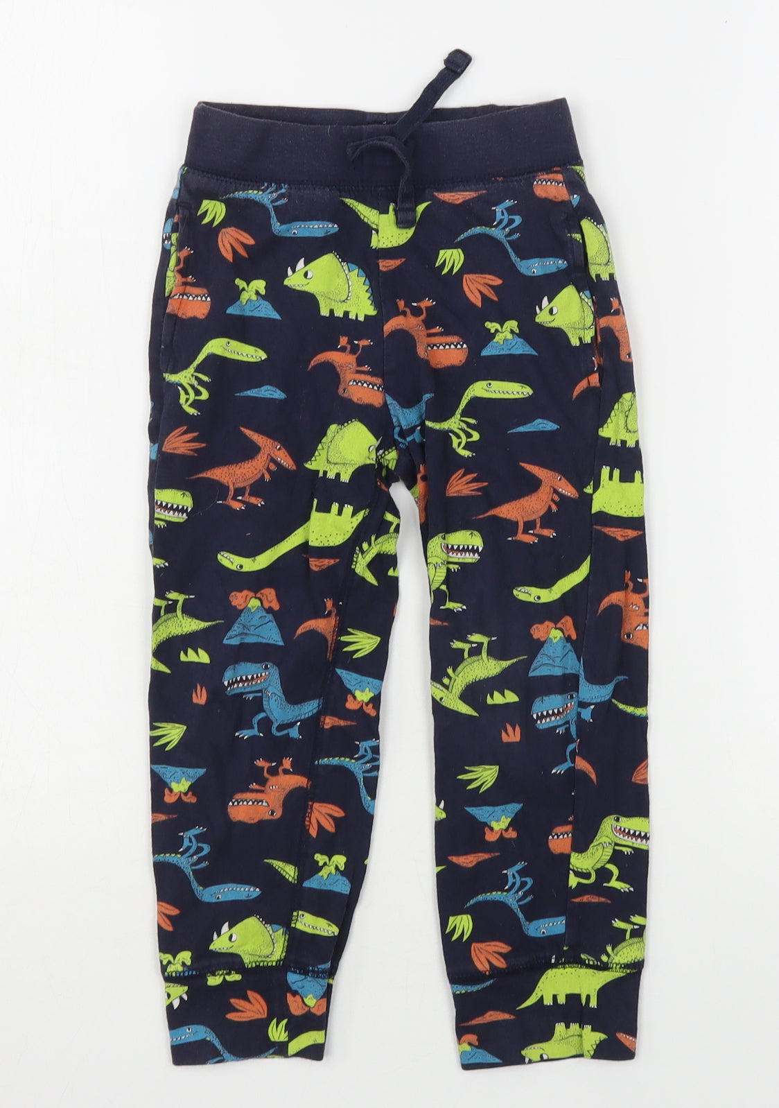 Gap Boys Blue Geometric Cotton Sweatpants Trousers Size 4 Years  Regular Drawstring - Dinosaurs