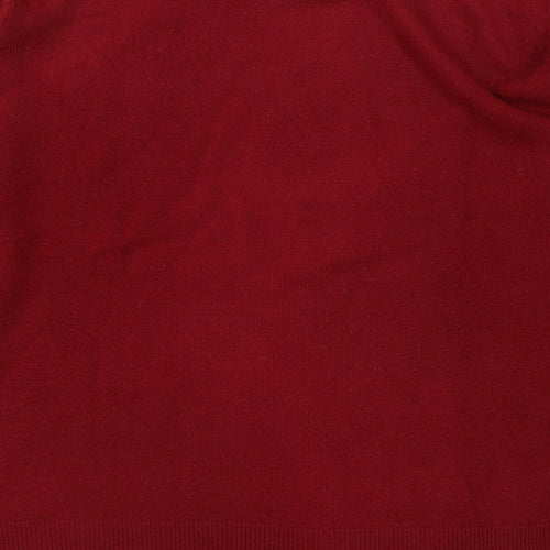 M&Co Womens Red Round Neck  Acrylic Pullover Jumper Size M