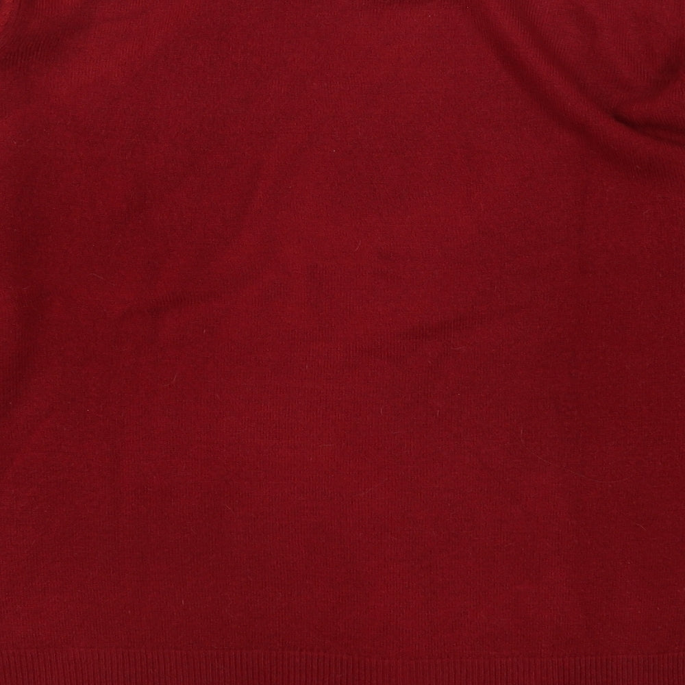 M&Co Womens Red Round Neck  Acrylic Pullover Jumper Size M