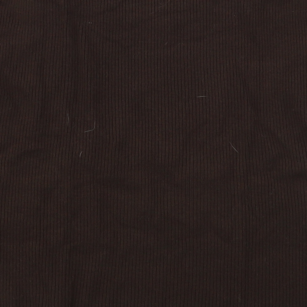 Klass Womens Brown  Viscose Basic T-Shirt Size S Round Neck