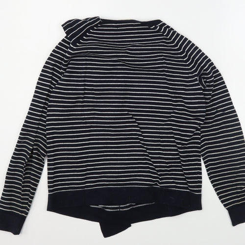 Savida Womens Blue Round Neck Striped Cotton Pullover Jumper Size M