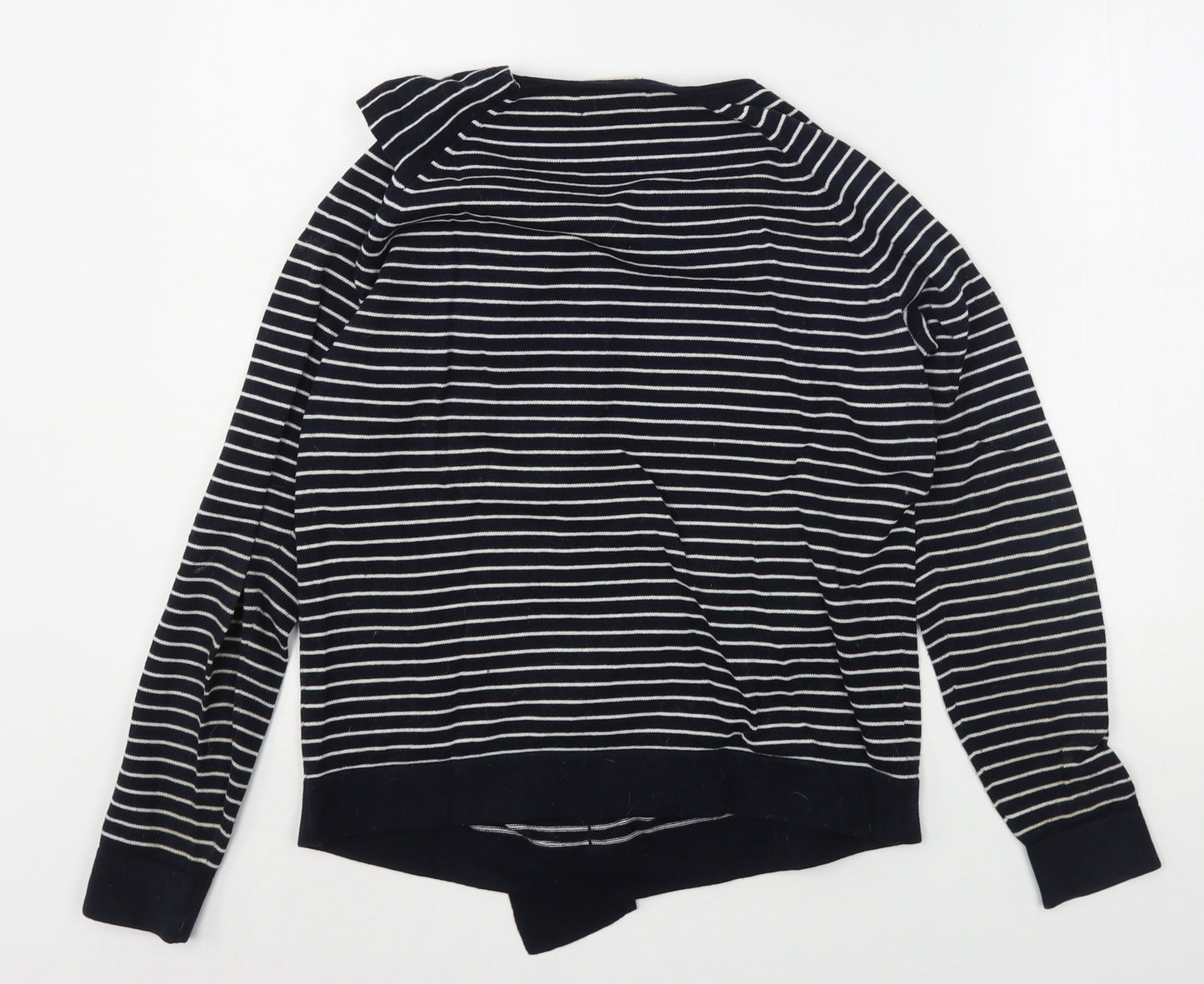 Savida Womens Blue Round Neck Striped Cotton Pullover Jumper Size M