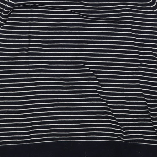 Savida Womens Blue Round Neck Striped Cotton Pullover Jumper Size M