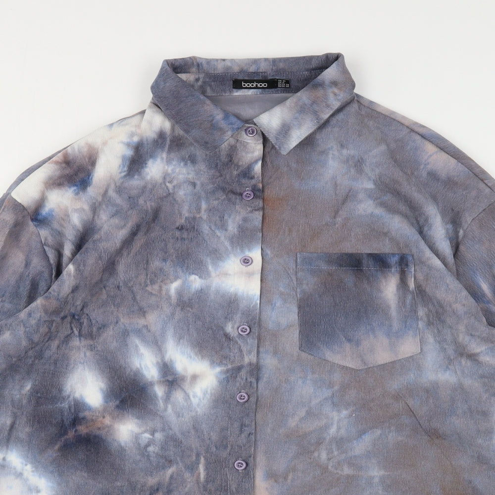 Boohoo Womens Multicoloured Tie Dye Polyester Shirt Dress  Size 10  Collared