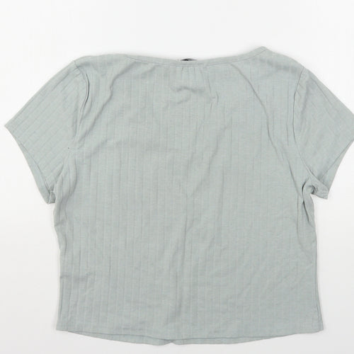 New Look Womens Green  Polyester Cropped T-Shirt Size 18 V-Neck
