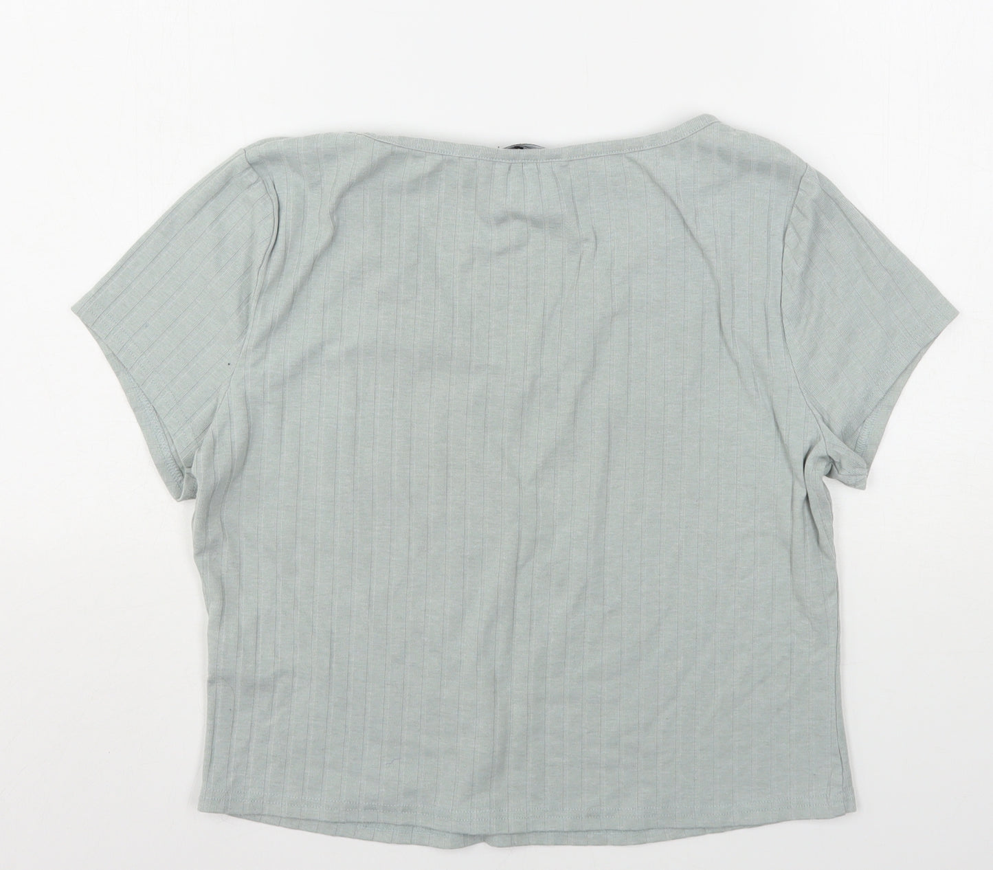 New Look Womens Green  Polyester Cropped T-Shirt Size 18 V-Neck