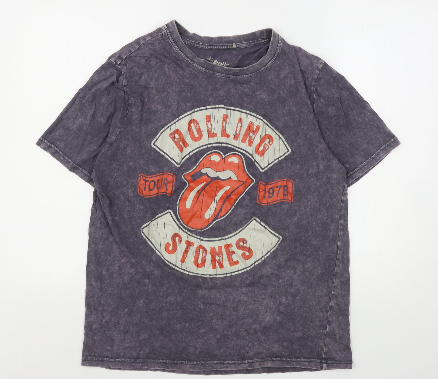 George Mens Grey  Cotton  T-Shirt Size M Round Neck  - The Rolling Stones