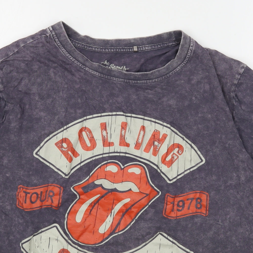 George Mens Grey  Cotton  T-Shirt Size M Round Neck  - The Rolling Stones