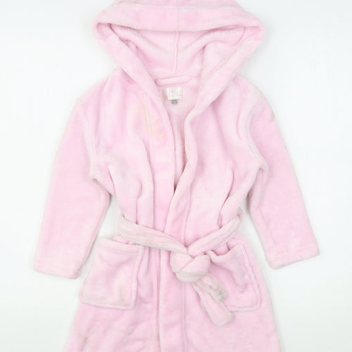 PJ Collection  Girls Pink Solid Polyester Kimono Gown Size 3-4 Years