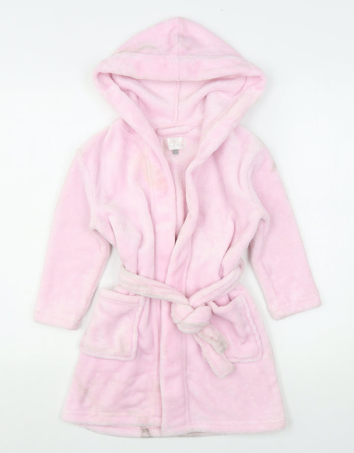 PJ Collection Girls Pink Solid Polyester Kimono Gown Size 3-4 Years
