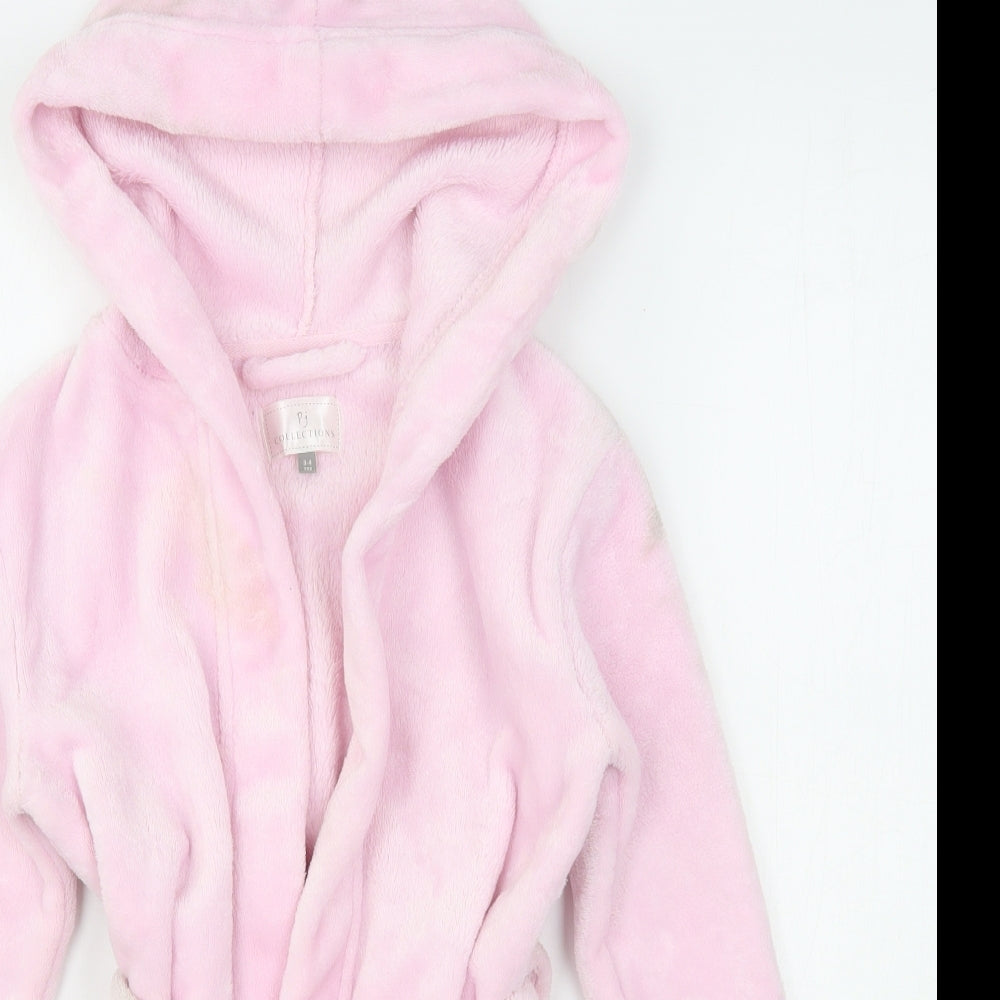 PJ Collection  Girls Pink Solid Polyester Kimono Gown Size 3-4 Years