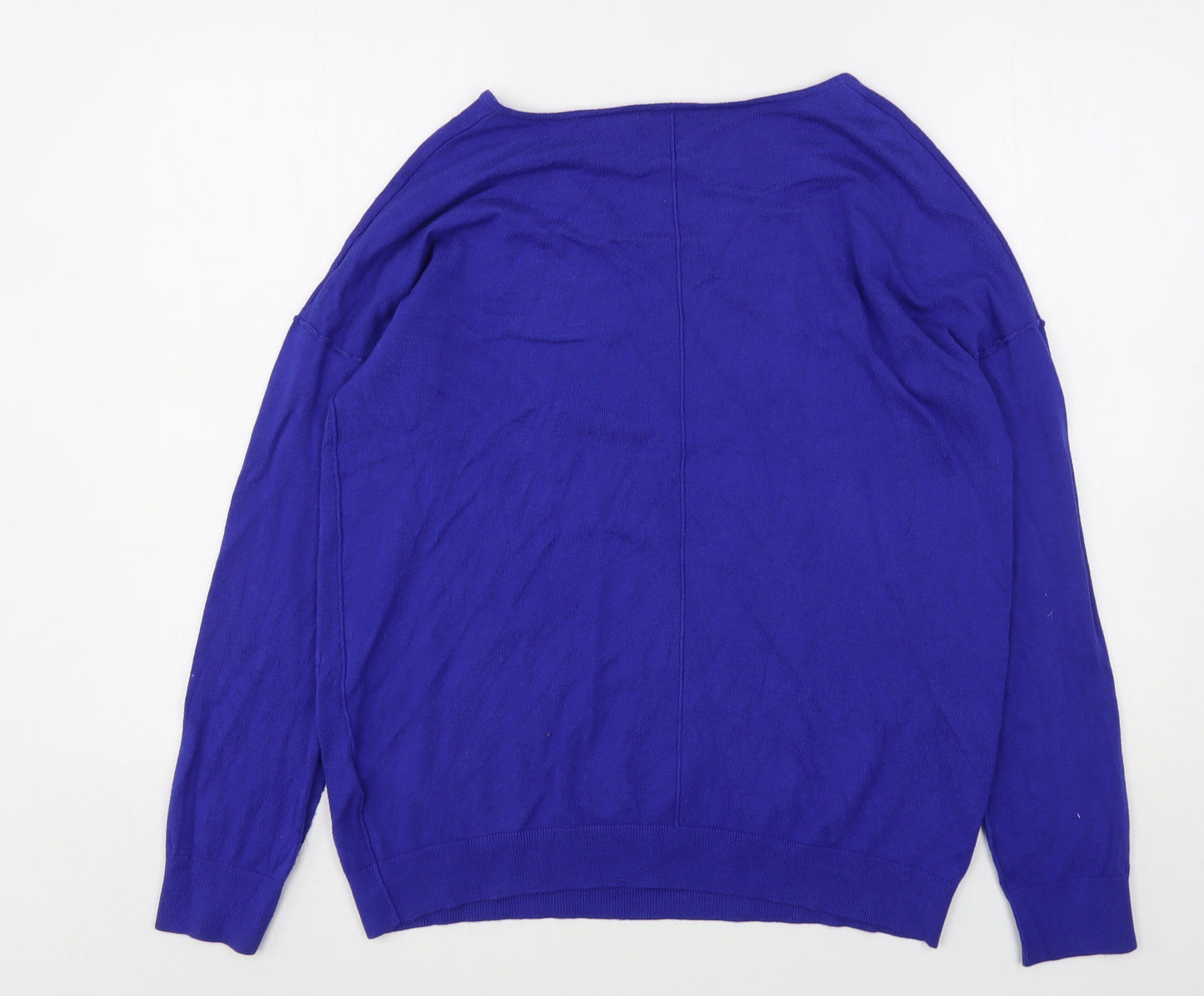 South Womens Blue V-Neck  Viscose Pullover Jumper Size 12