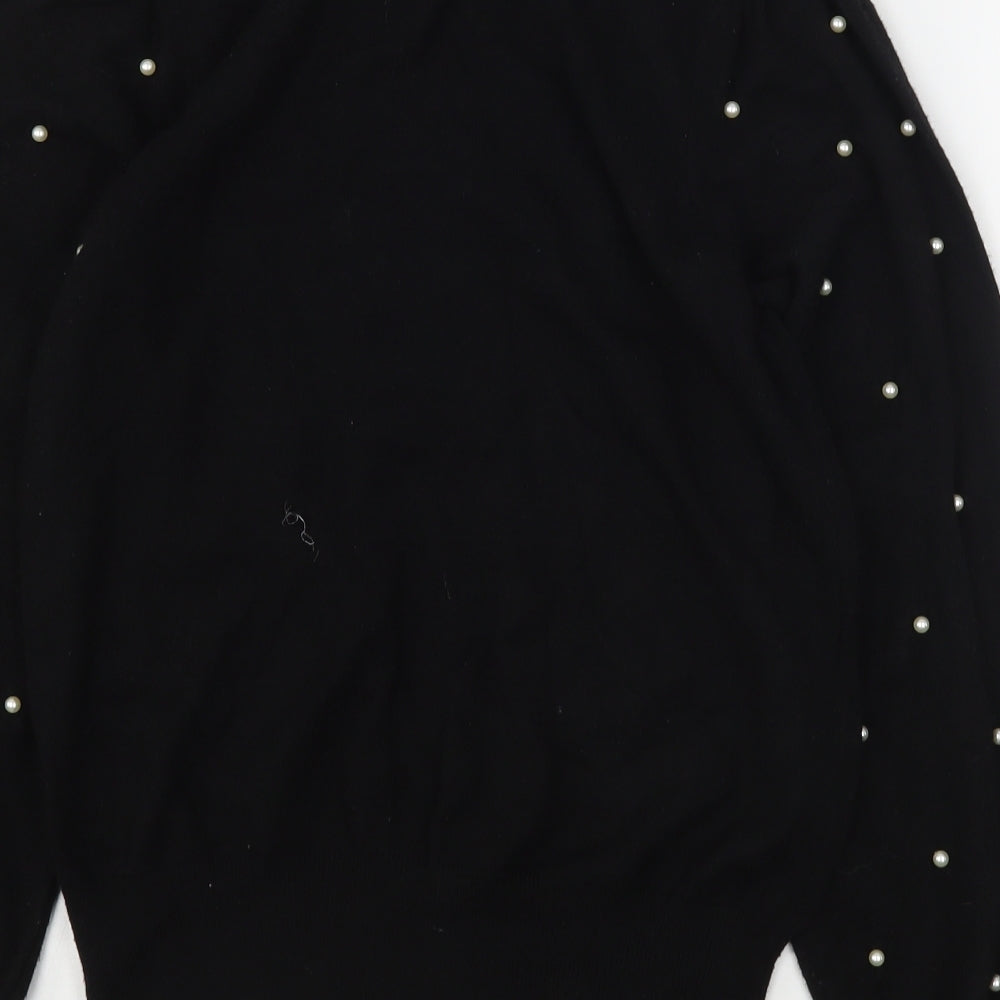 F&F Womens Black Round Neck  Viscose Pullover Jumper Size 8