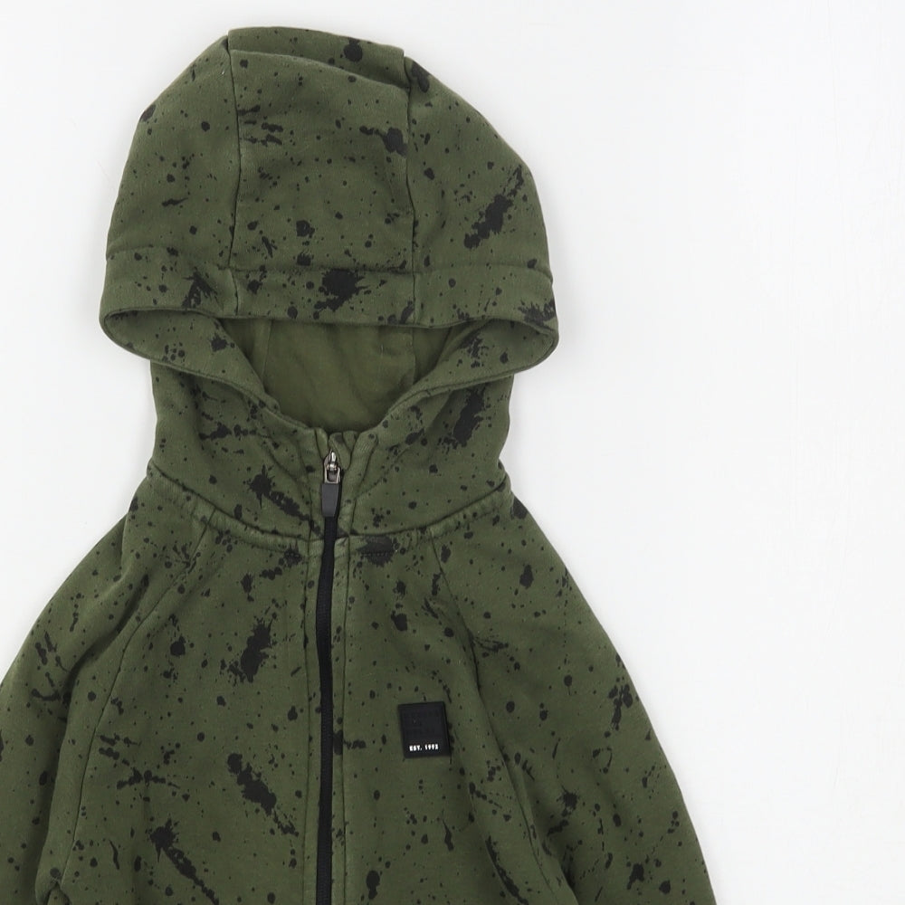 George Boys Green Geometric Cotton Full Zip Hoodie Size 6-7 Years