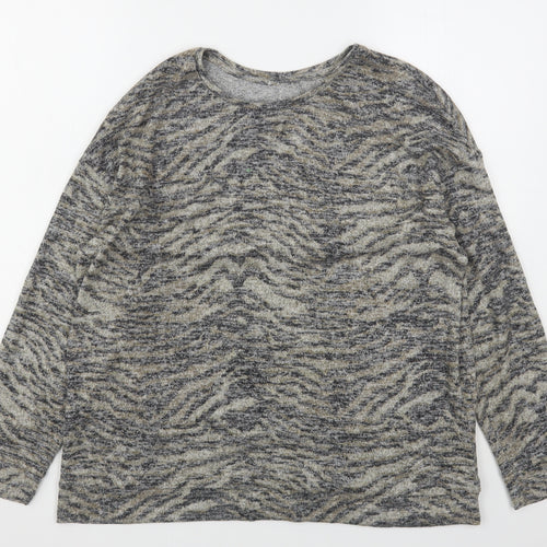 Matalan Womens Gold Round Neck Animal Print Polyester Pullover Jumper Size 16