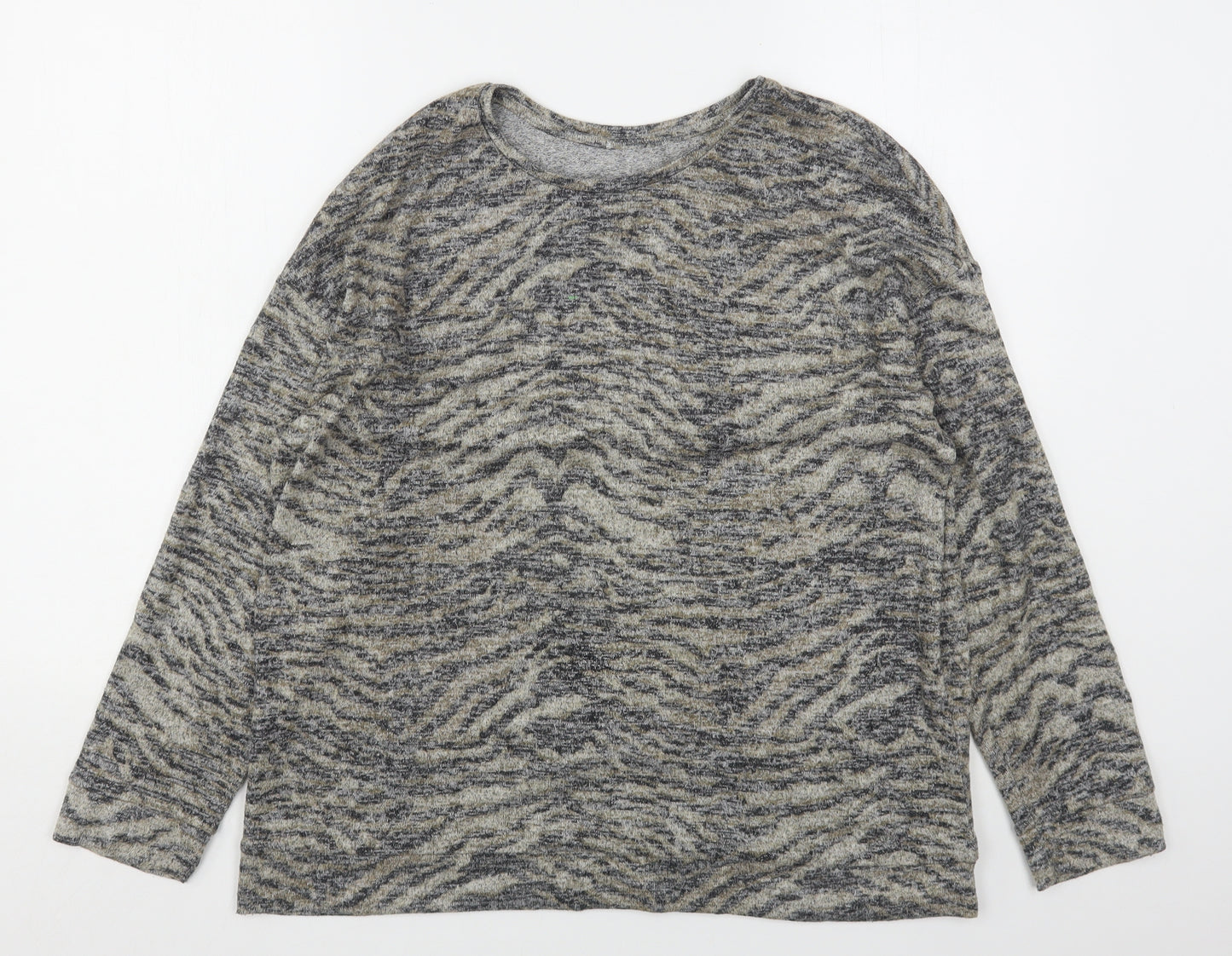 Matalan Womens Gold Round Neck Animal Print Polyester Pullover Jumper Size 16