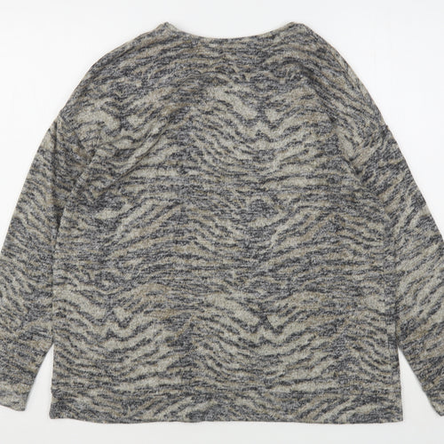 Matalan Womens Gold Round Neck Animal Print Polyester Pullover Jumper Size 16