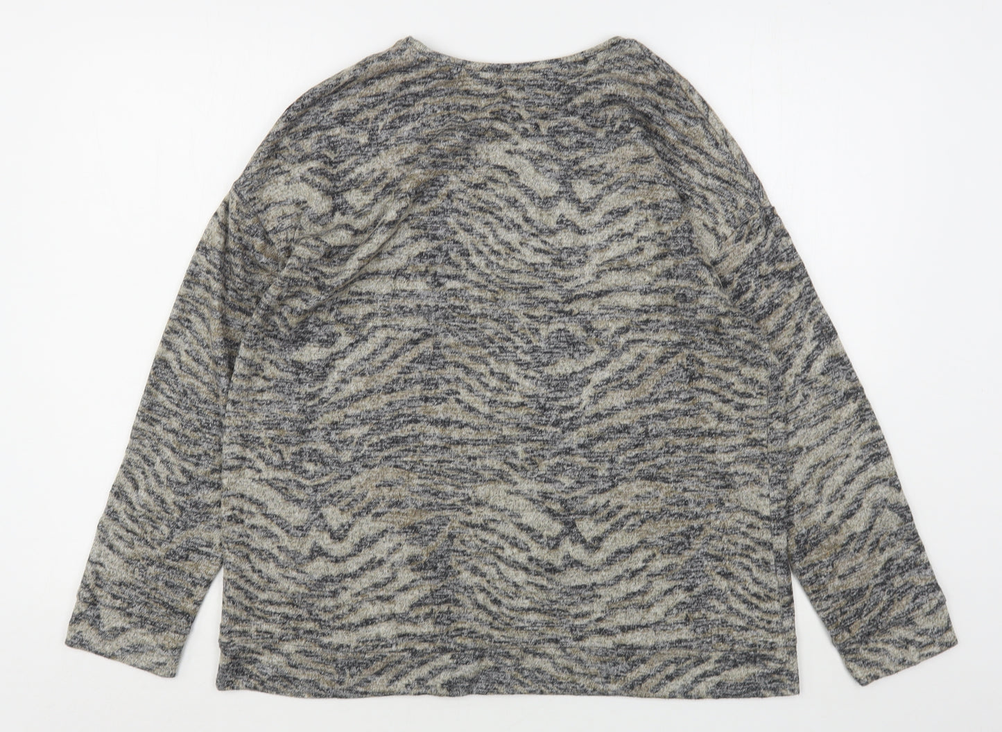 Matalan Womens Gold Round Neck Animal Print Polyester Pullover Jumper Size 16