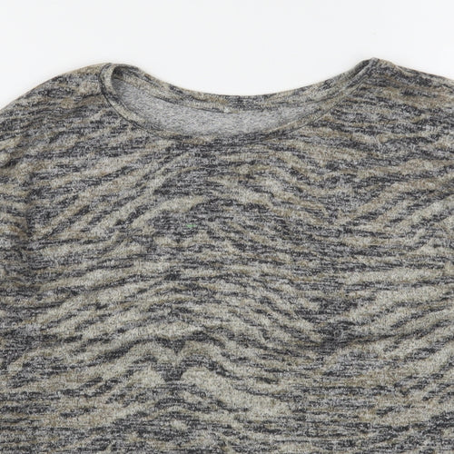 Matalan Womens Gold Round Neck Animal Print Polyester Pullover Jumper Size 16