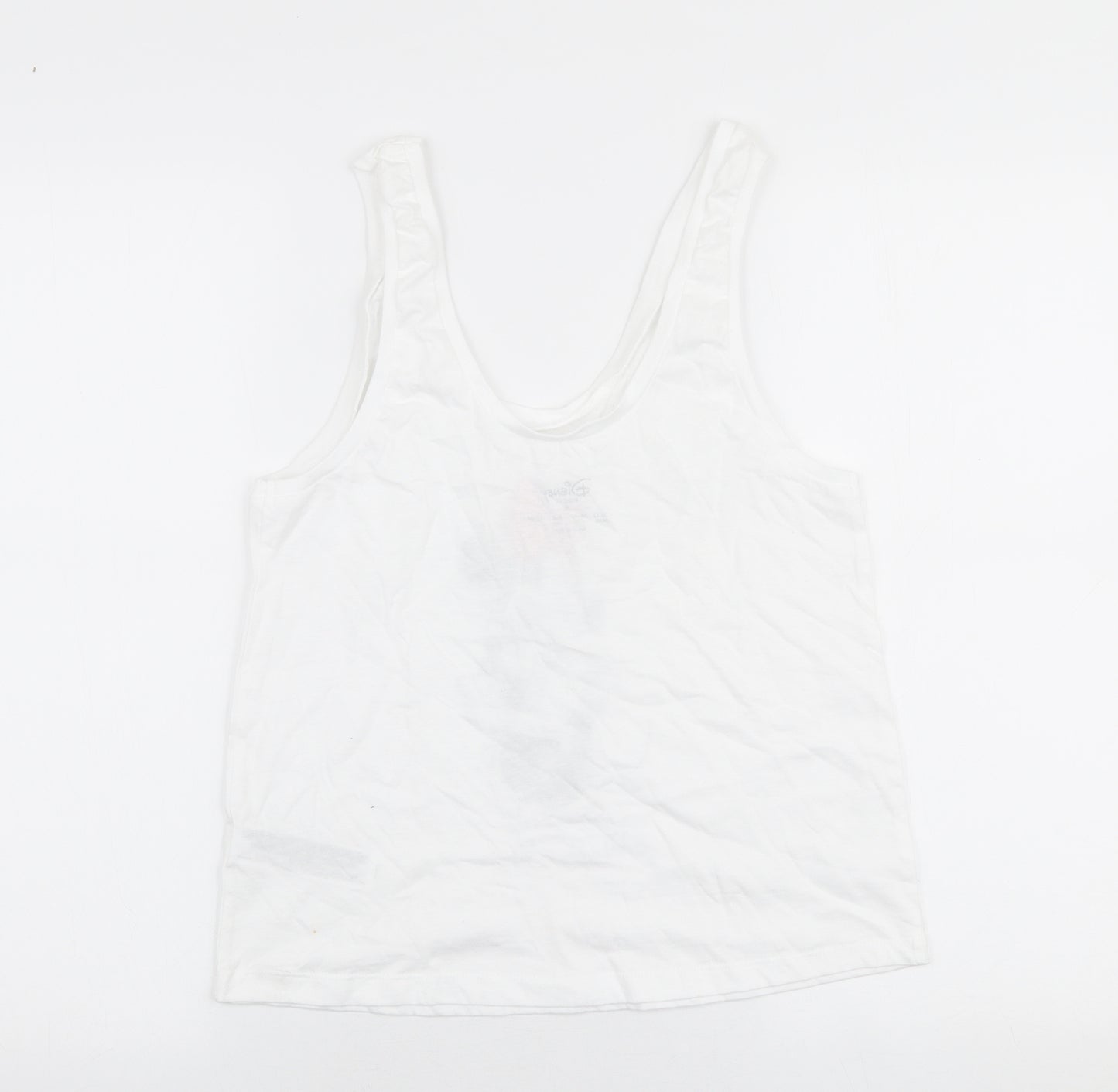 Primark Womens White  100% Cotton Jersey Tank Size 10 Round Neck - Disney Minnie mouse