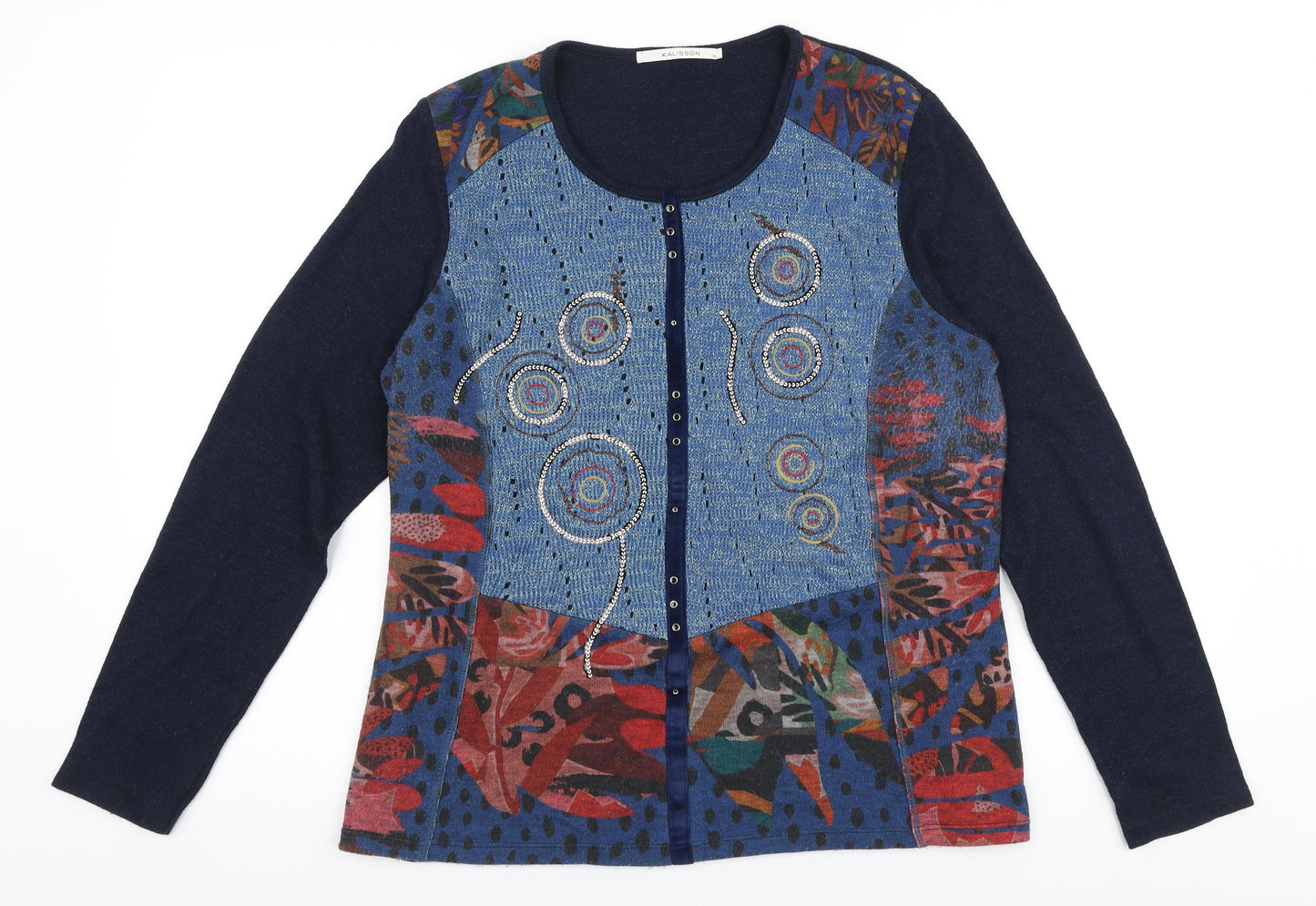 Kalisson Womens Multicoloured Round Neck  Polyester Pullover Jumper Size XL