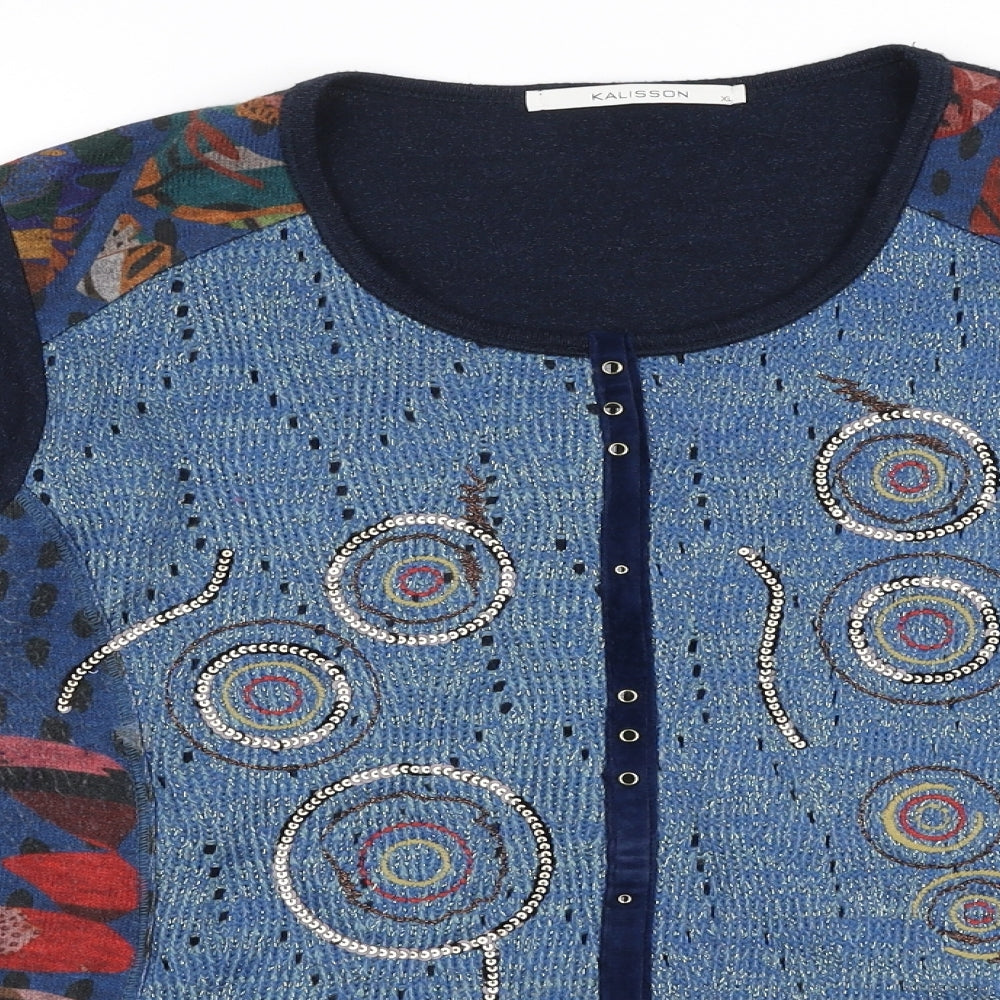 Kalisson Womens Multicoloured Round Neck  Polyester Pullover Jumper Size XL