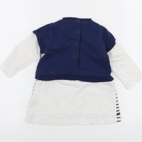 Mini Conf Girls Multicoloured Striped 100% Cotton A-Line  Size 12-18 Months  Round Neck Snap - Cat