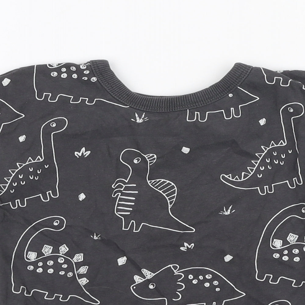 George Boys Grey  100% Cotton Jersey T-Shirt Size 18-24 Months Round Neck Pullover - Dinosaur