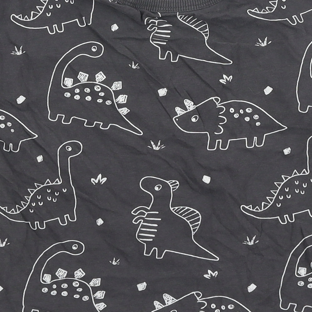George Boys Grey  100% Cotton Jersey T-Shirt Size 18-24 Months Round Neck Pullover - Dinosaur