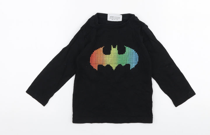 NEXT Boys Black  100% Cotton Pullover T-Shirt Size 18-24 Months Round Neck Pullover - Batman