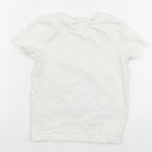 George Boys White  100% Cotton Jersey T-Shirt Size 18-24 Months Round Neck Pullover - Dinosaur