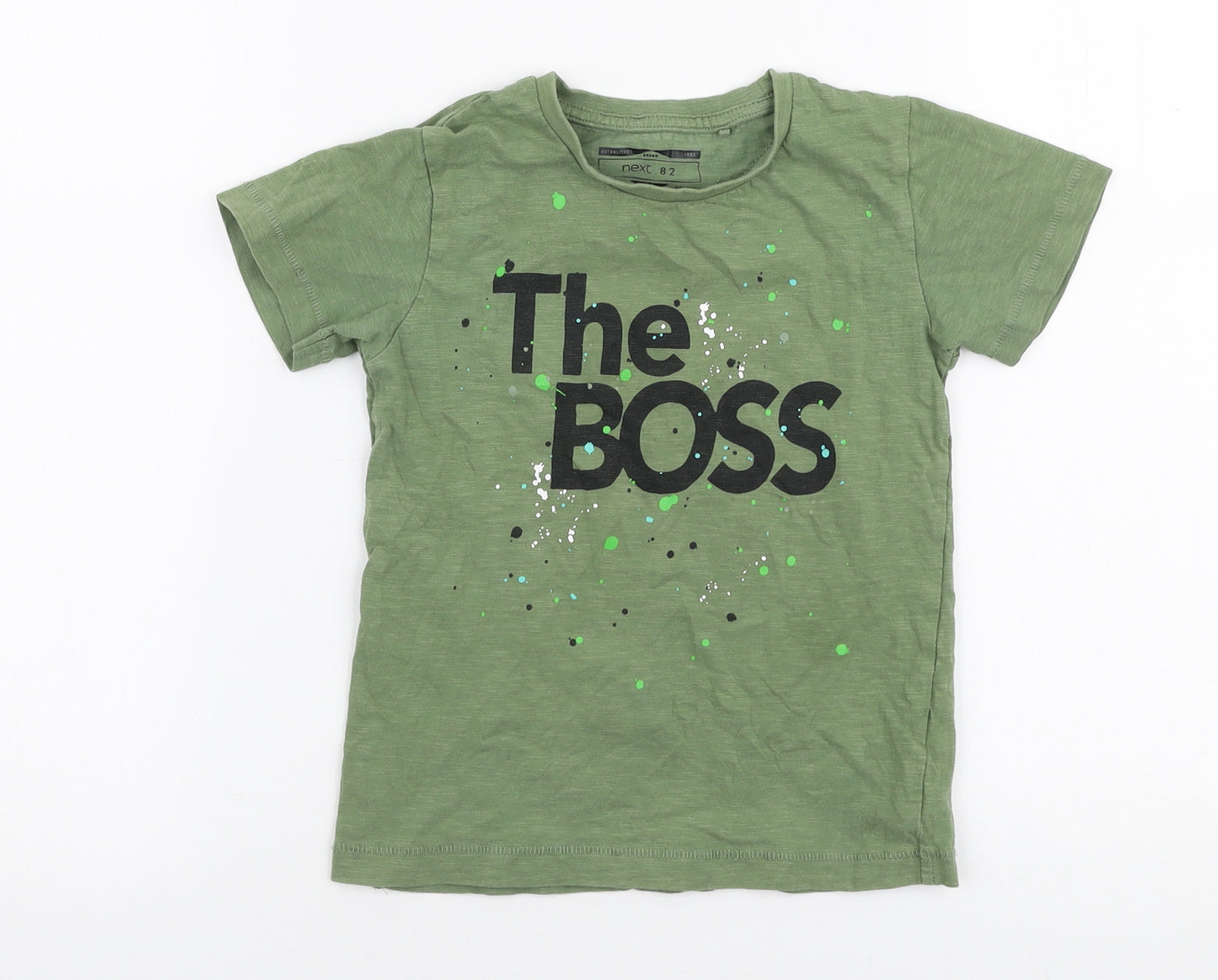 NEXT Boys Green  100% Cotton Jersey T-Shirt Size 3-4 Years Round Neck Pullover - the boss