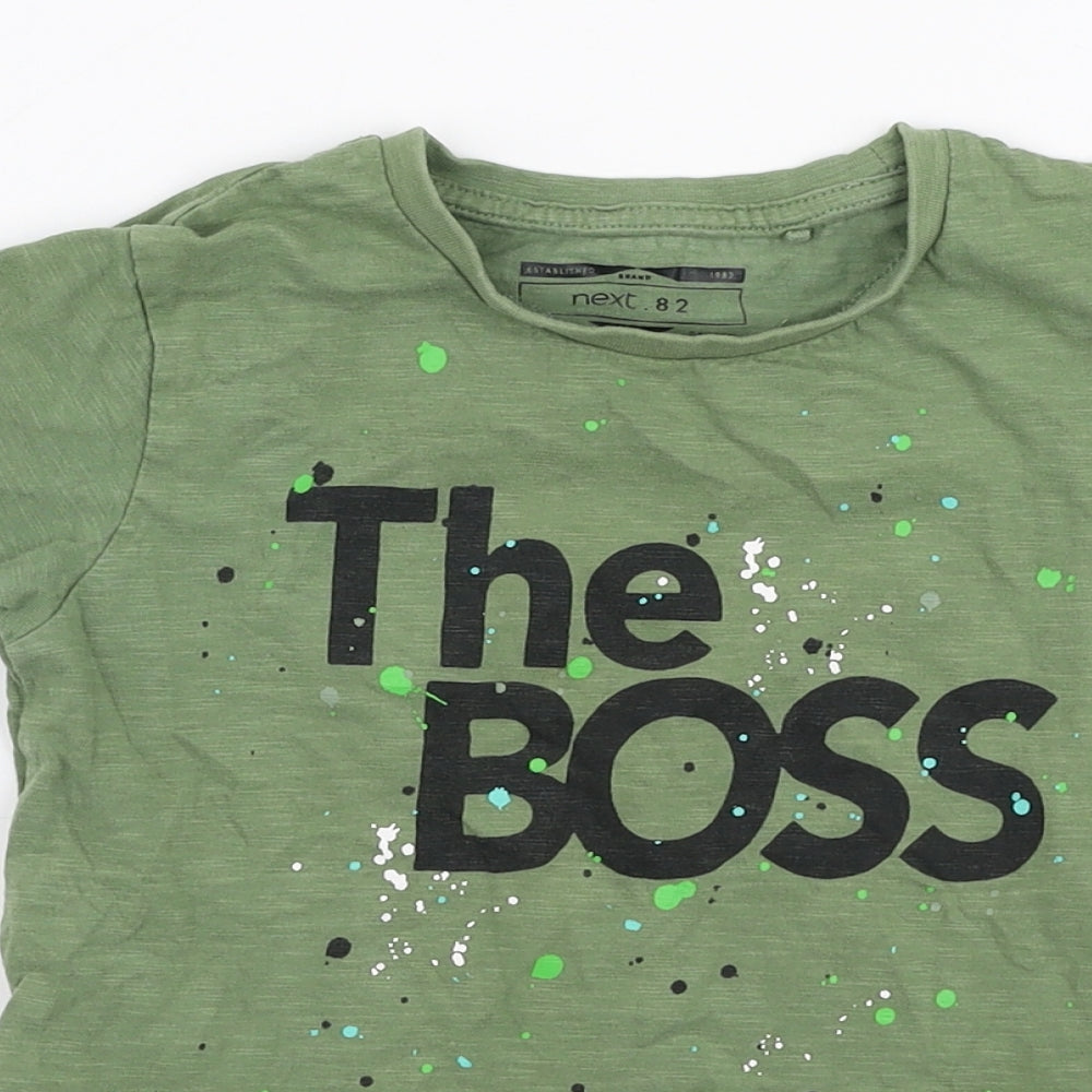 NEXT Boys Green  100% Cotton Jersey T-Shirt Size 3-4 Years Round Neck Pullover - the boss