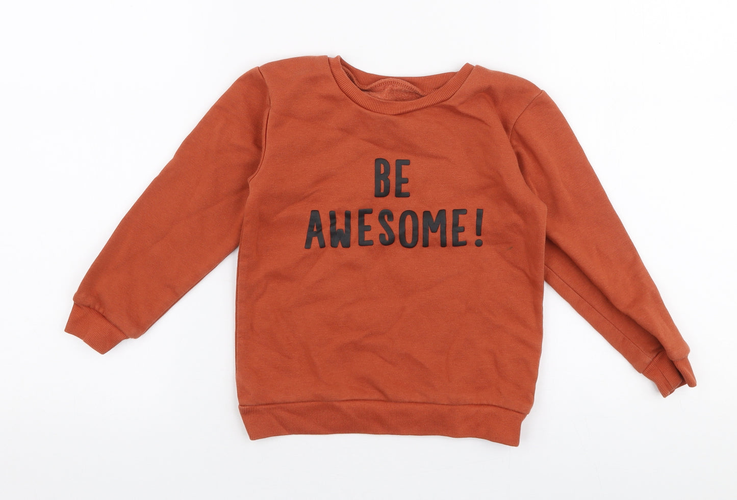 Dunnes Stores Boys Orange  Cotton Pullover Sweatshirt Size 3-4 Years  Pullover - Be awesome