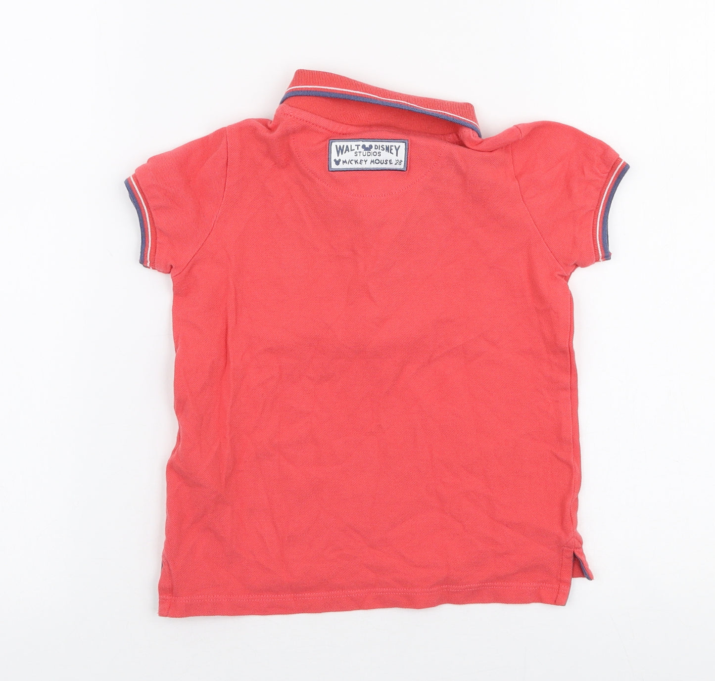 Disney Boys Red  100% Cotton Basic Polo Size 3 Years Collared Button - Mickey mouse