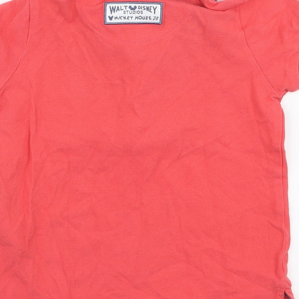 Disney Boys Red  100% Cotton Basic Polo Size 3 Years Collared Button - Mickey mouse