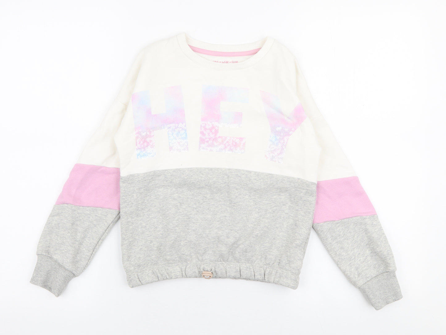 F&F Girls Multicoloured  Cotton Pullover Sweatshirt Size 8-9 Years  Pullover - Hey