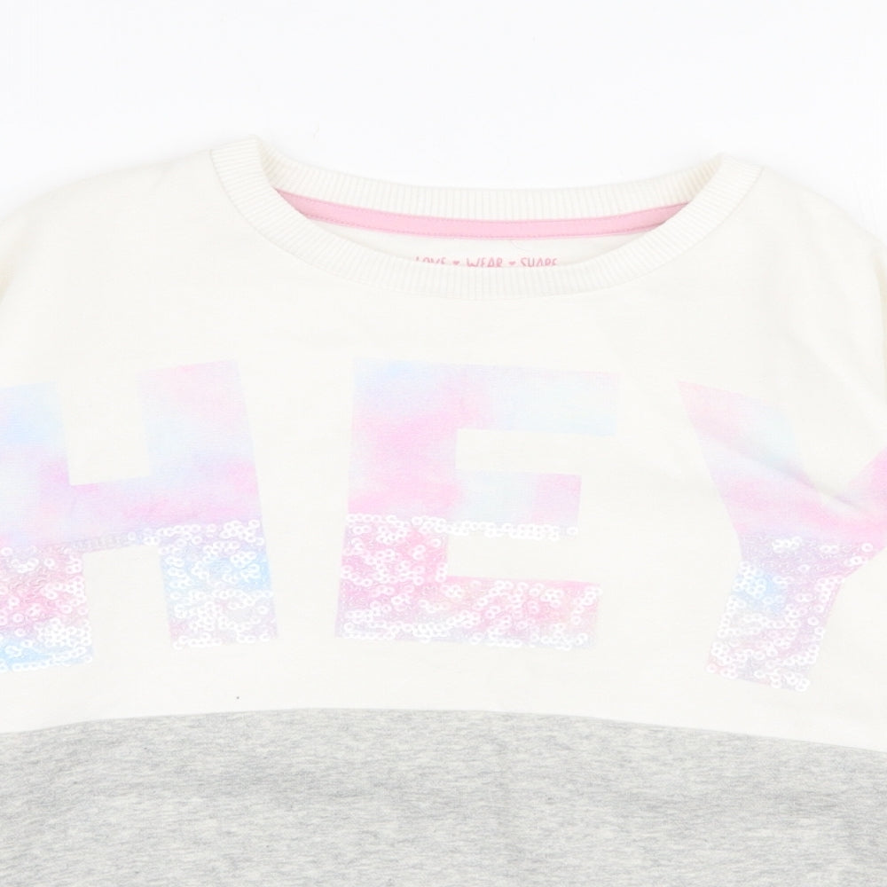 F&F Girls Multicoloured  Cotton Pullover Sweatshirt Size 8-9 Years  Pullover - Hey
