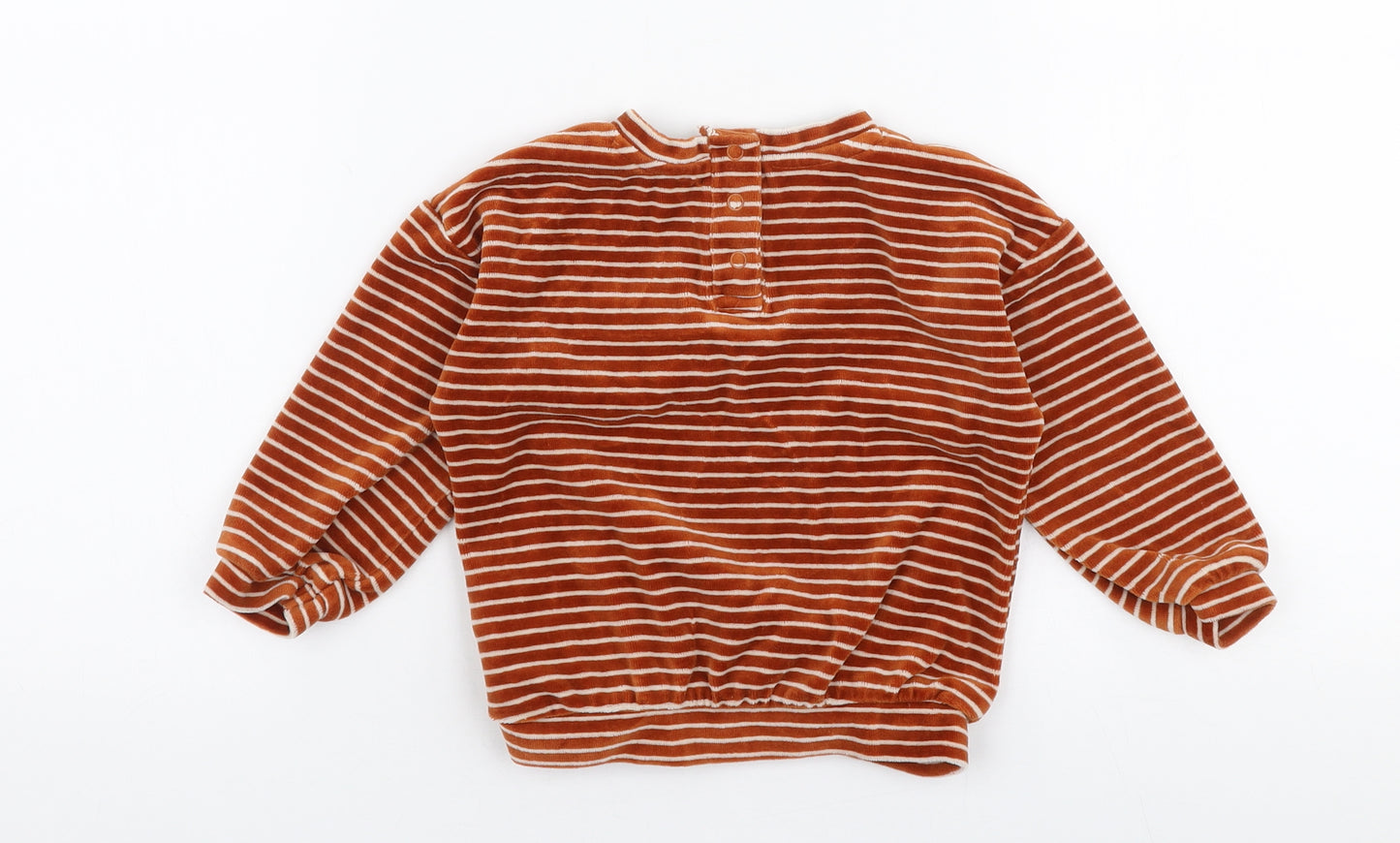 Marks and Spencer Boys Brown Striped Cotton Pullover Jumper Size 18-24 Months  Snap - Crocodile