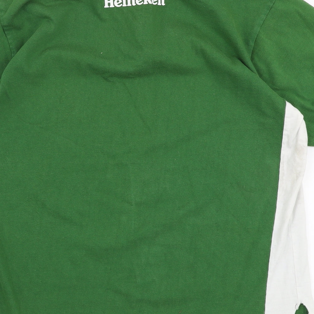 Heineken Mens Green  100% Cotton  Polo Size L Collared Button