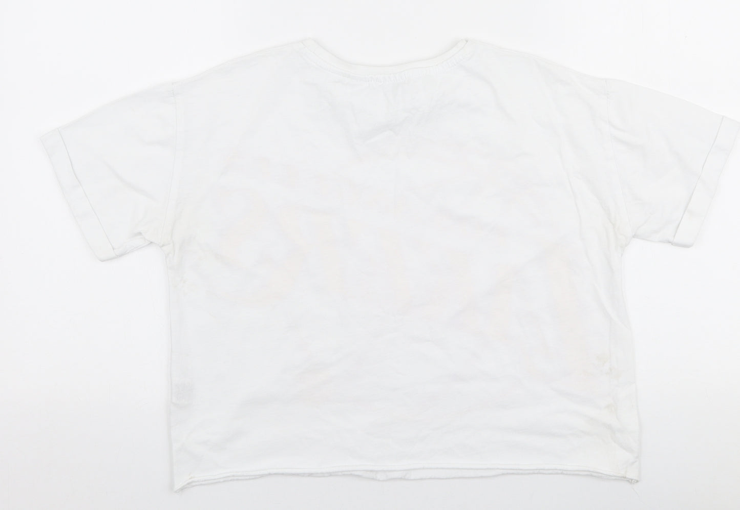 Primark Girls White  Cotton Cropped T-Shirt Size 12-13 Years Round Neck Pullover - Los angeles lakers