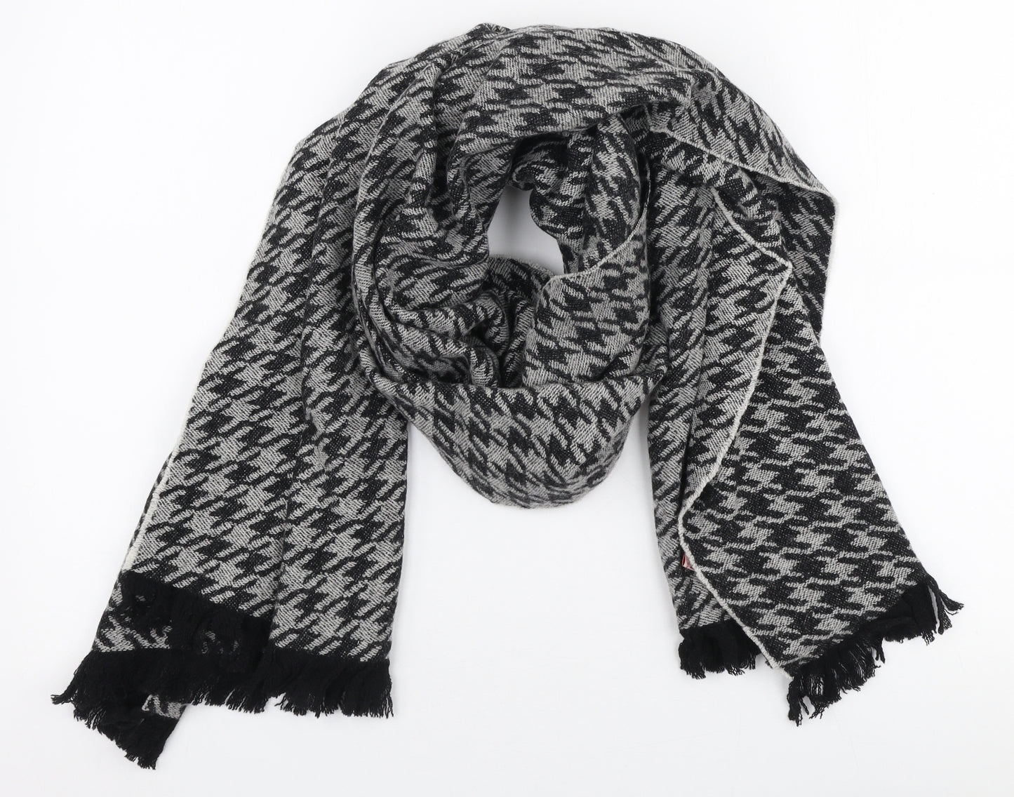 La Marey Unisex Grey Houndstooth Wool  Scarf