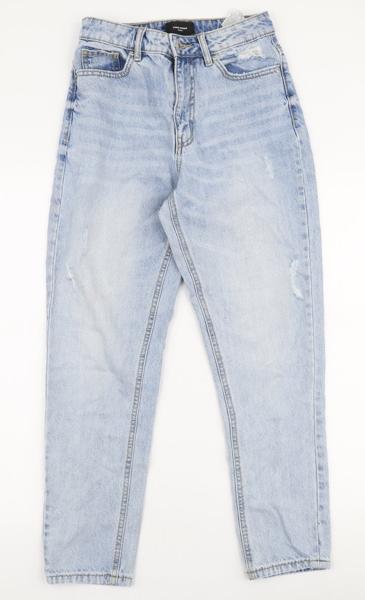 VERO MODA Womens Blue 100% Cotton Straight Jeans Size 25 in L30 in Regular Zip