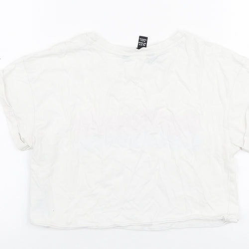 New Look Girls White  Cotton Cropped T-Shirt Size 10-11 Years Round Neck Pullover - California