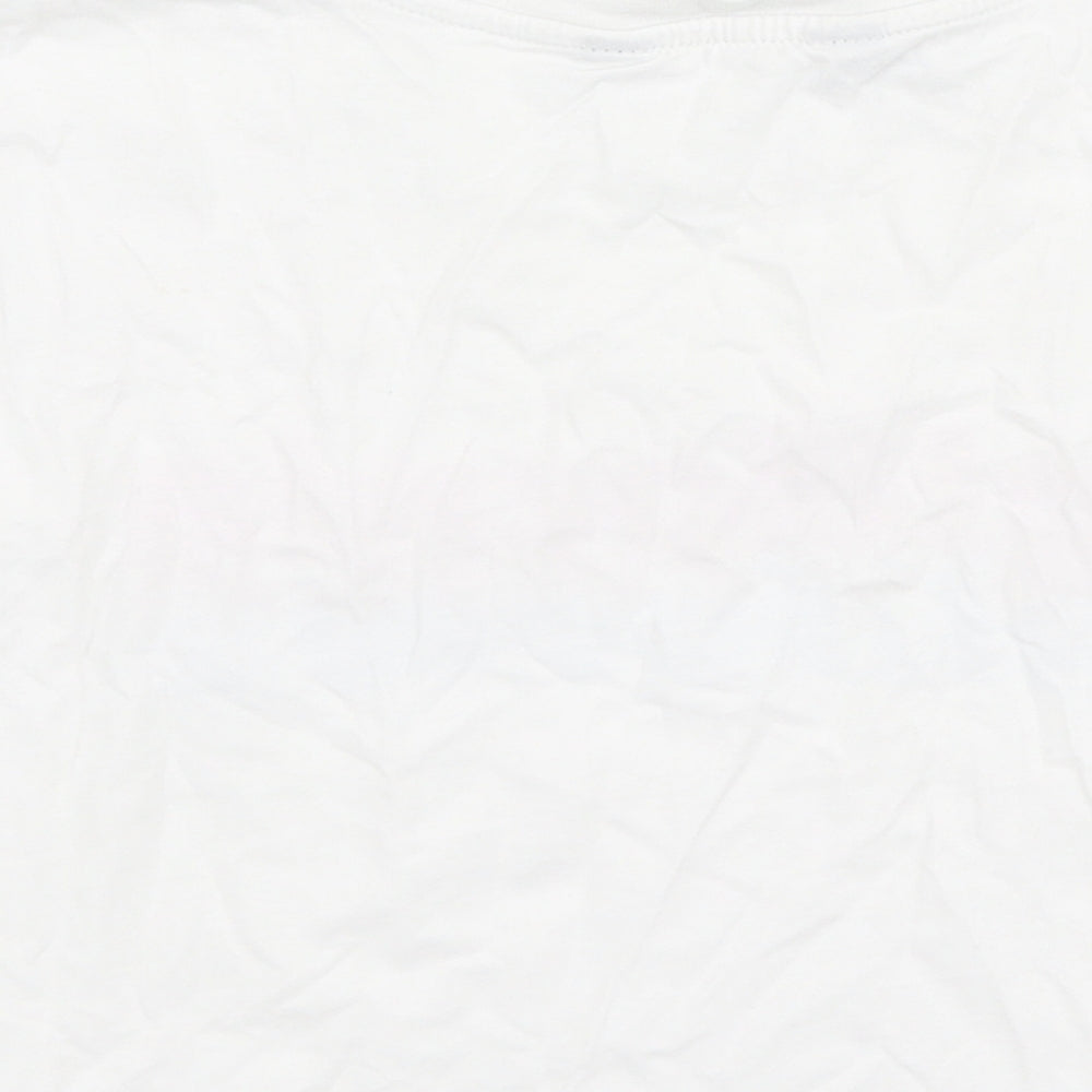 New Look Girls White  Cotton Cropped T-Shirt Size 10-11 Years Round Neck Pullover - California