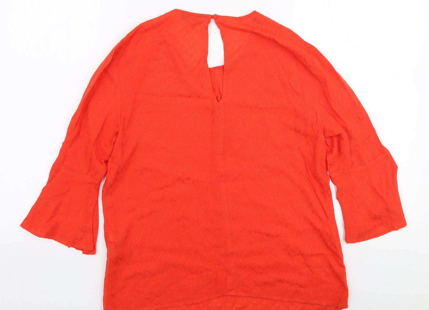 Warehouse Womens Red  Viscose Basic Blouse Size 8 Round Neck