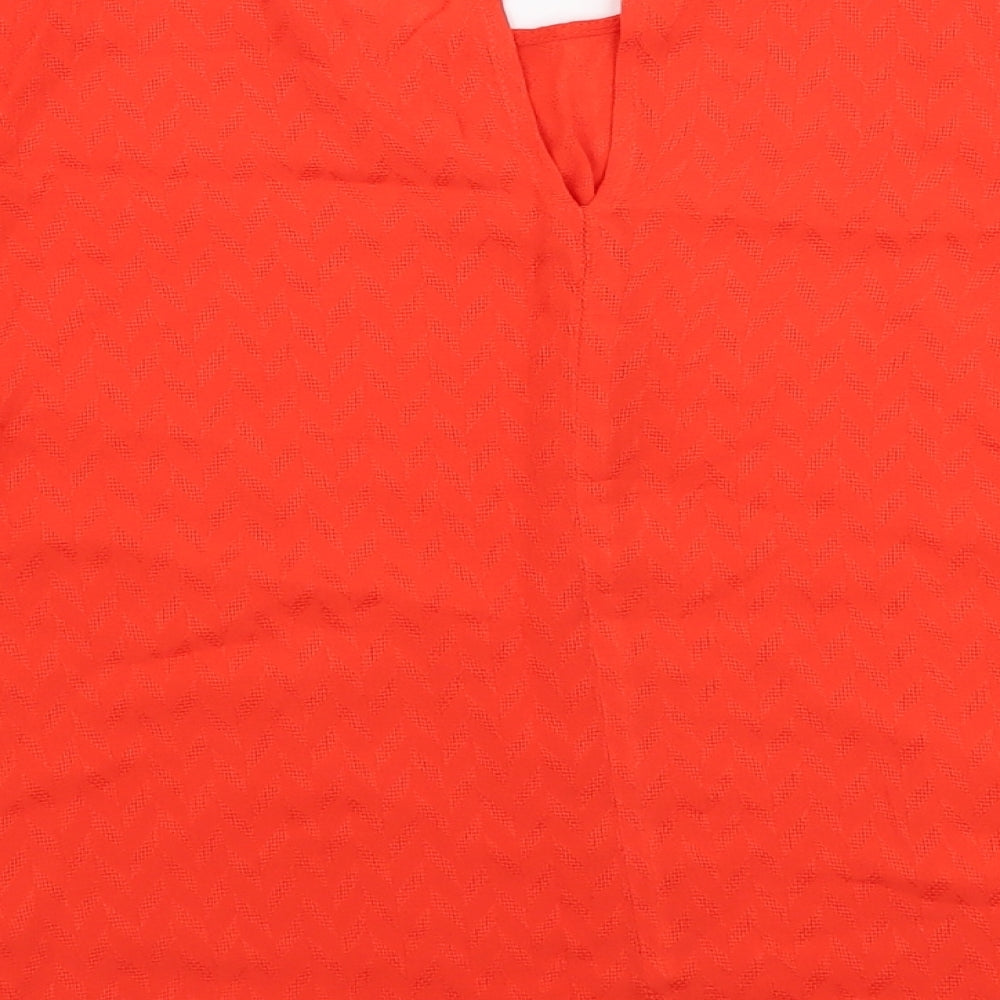 Warehouse Womens Red  Viscose Basic Blouse Size 8 Round Neck
